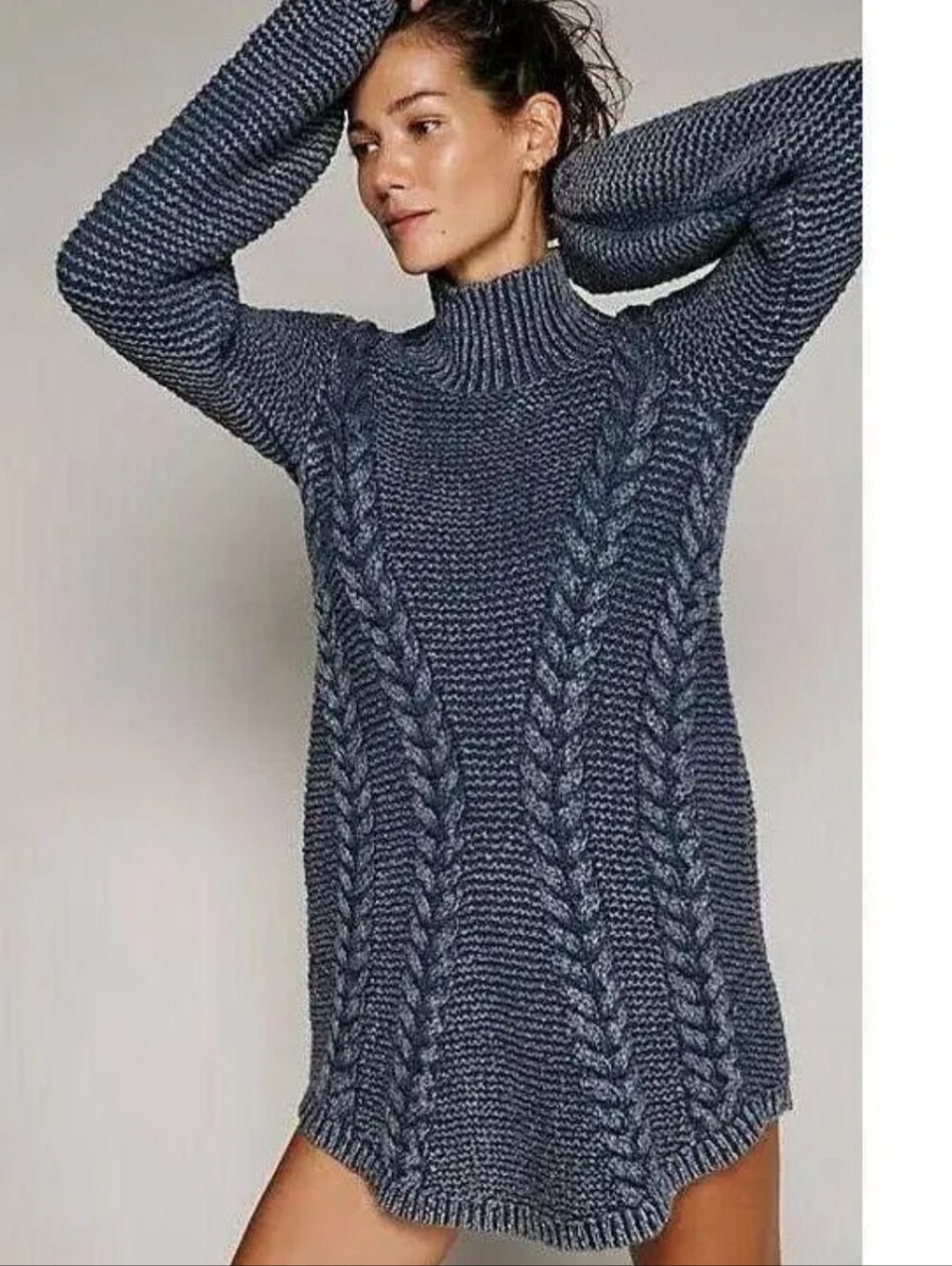 Free People Back To Back Sweater Mini In Dusty Blue